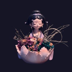 Skulpturë me lule të balsamosura "Meditim"